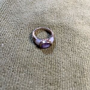 Vintage Sterling Silver Amethyst & White Agate Ring Size 8